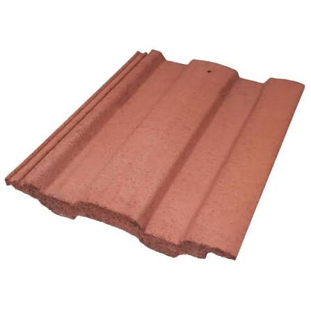 Single red concrete roof tile profile