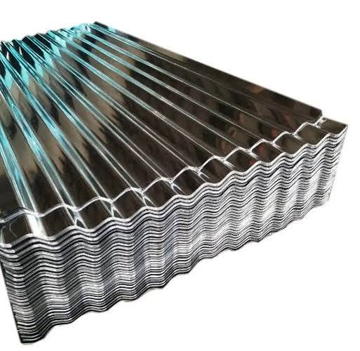 Stack of corrugated steel roof sheets