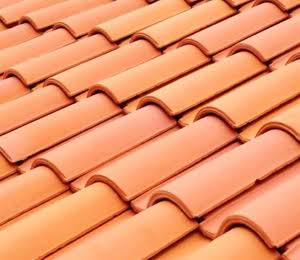 Clay-style tiled roof close-up