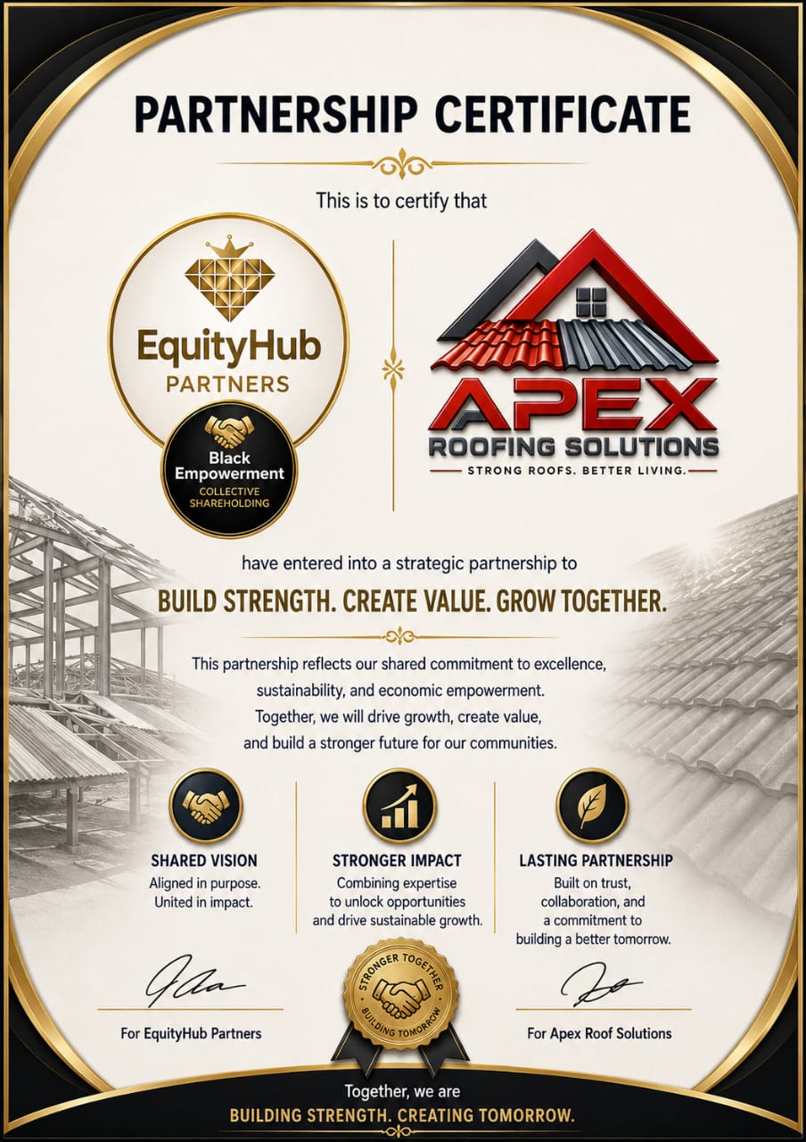 Partnership Certificate between Equityhub Partners and Apex Roof Solutions