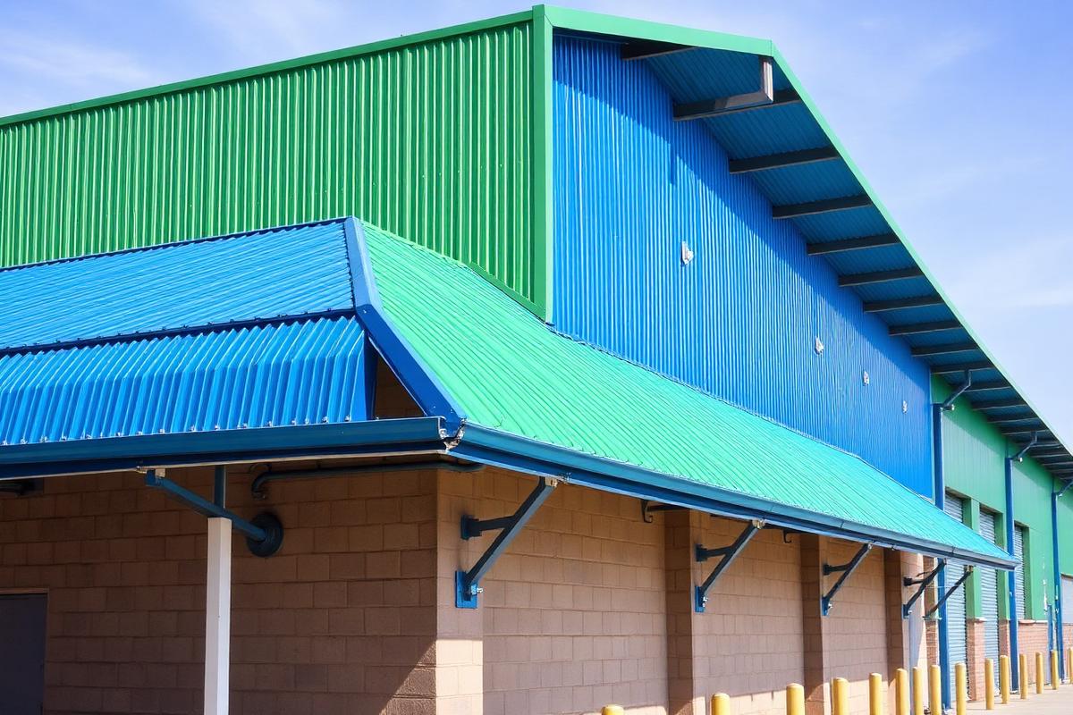 Chromadek colour-coated steel roofing on a commercial building